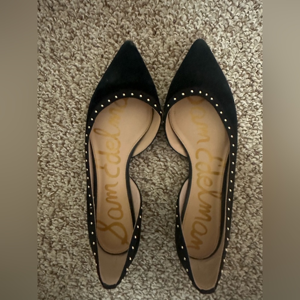 Sam Edelman Roni Studded Suede Half D’orsay flats size 9.